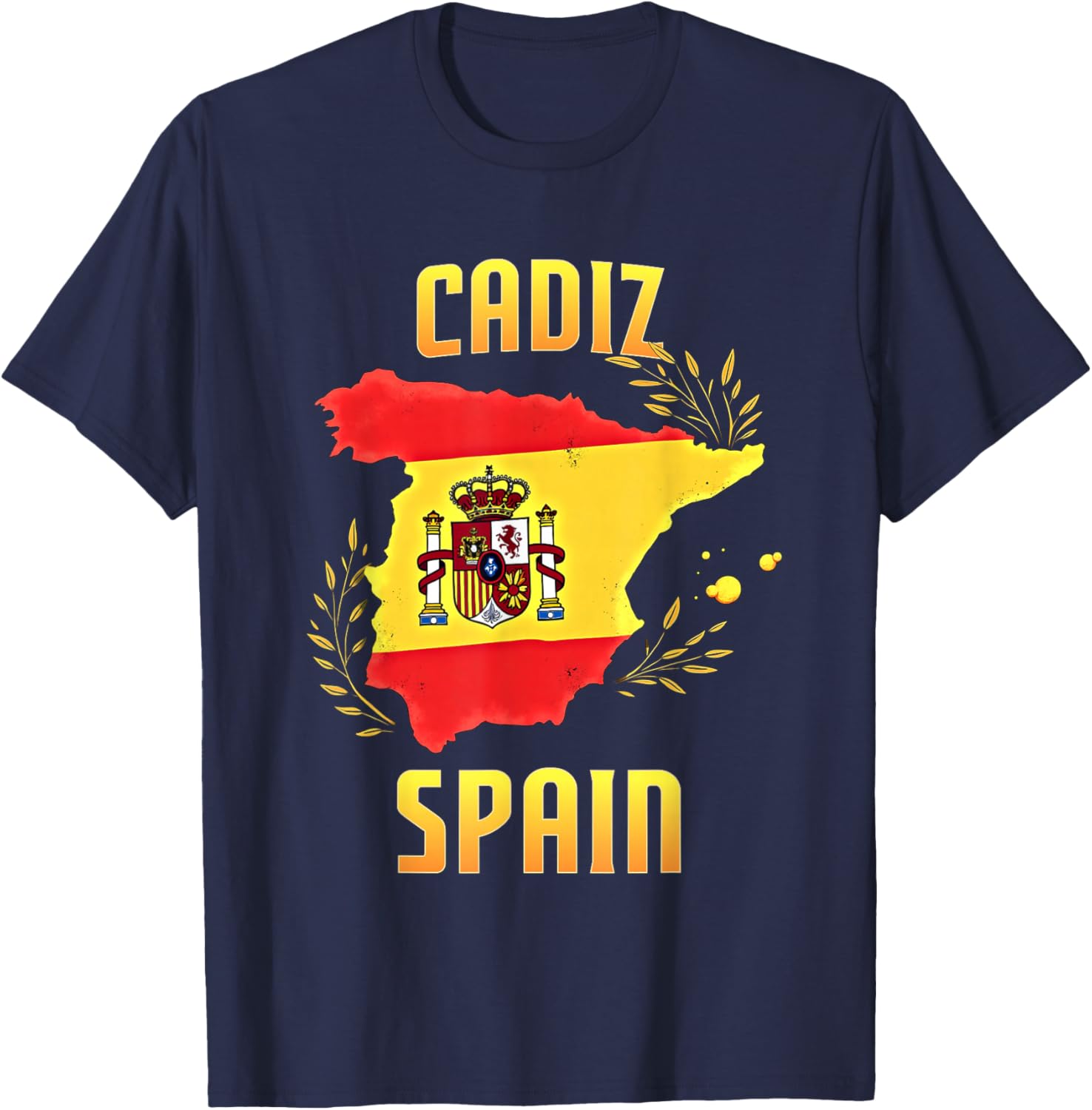 Cadiz Spain Souvenir Travel Vacation Spanish Flag Map T-Shirt - T-Shirt | Navy