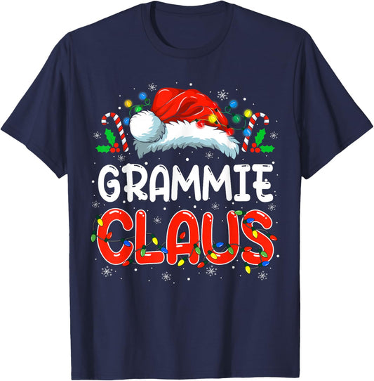 Grammie Claus Christmas Family Matching Pajamas Funny Xmas T-Shirt - T-Shirt | Navy