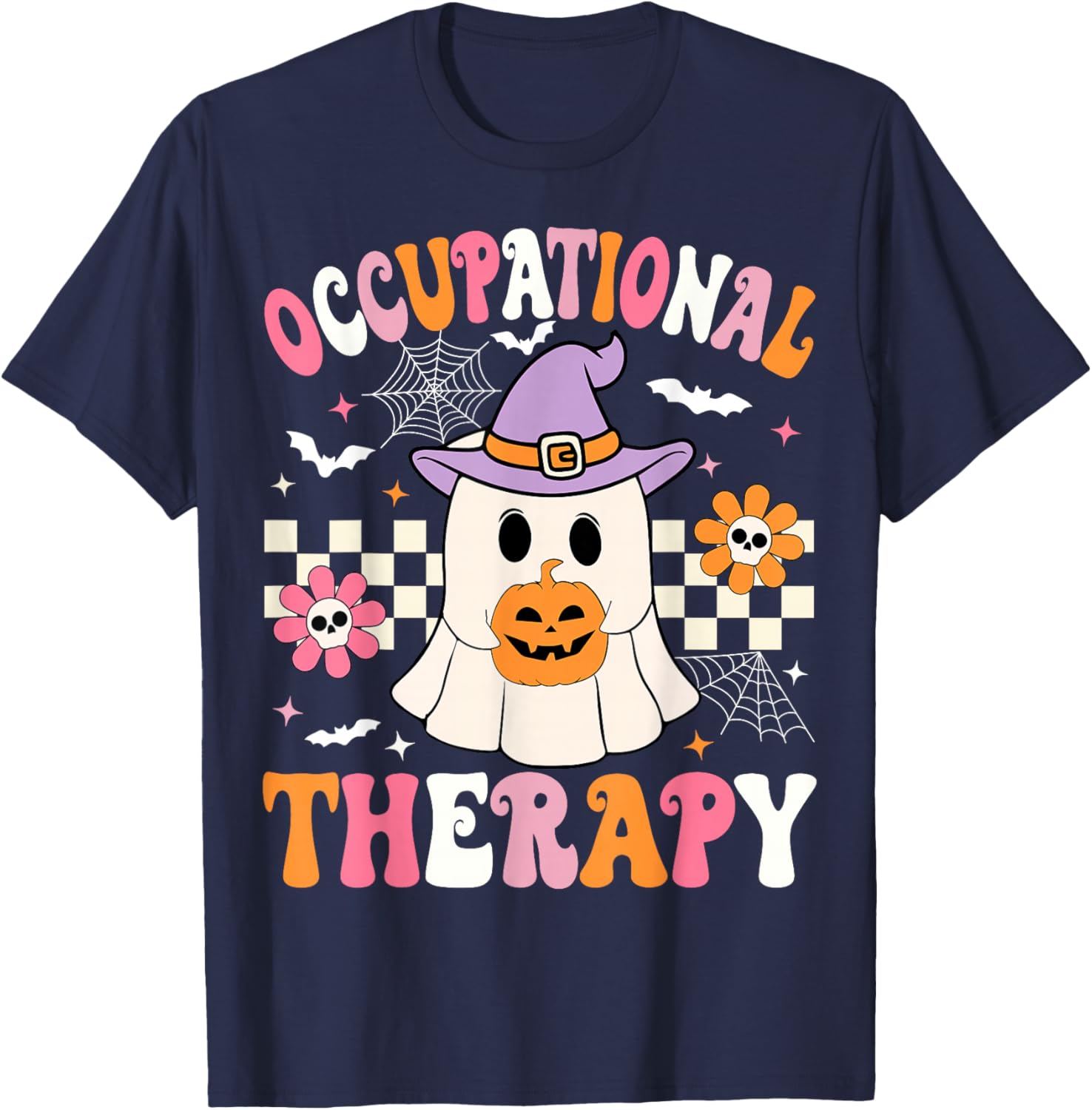 Groovy OT Halloween Occupational Therapy Halloween OT Ghost T-Shirt - T-Shirt | Navy