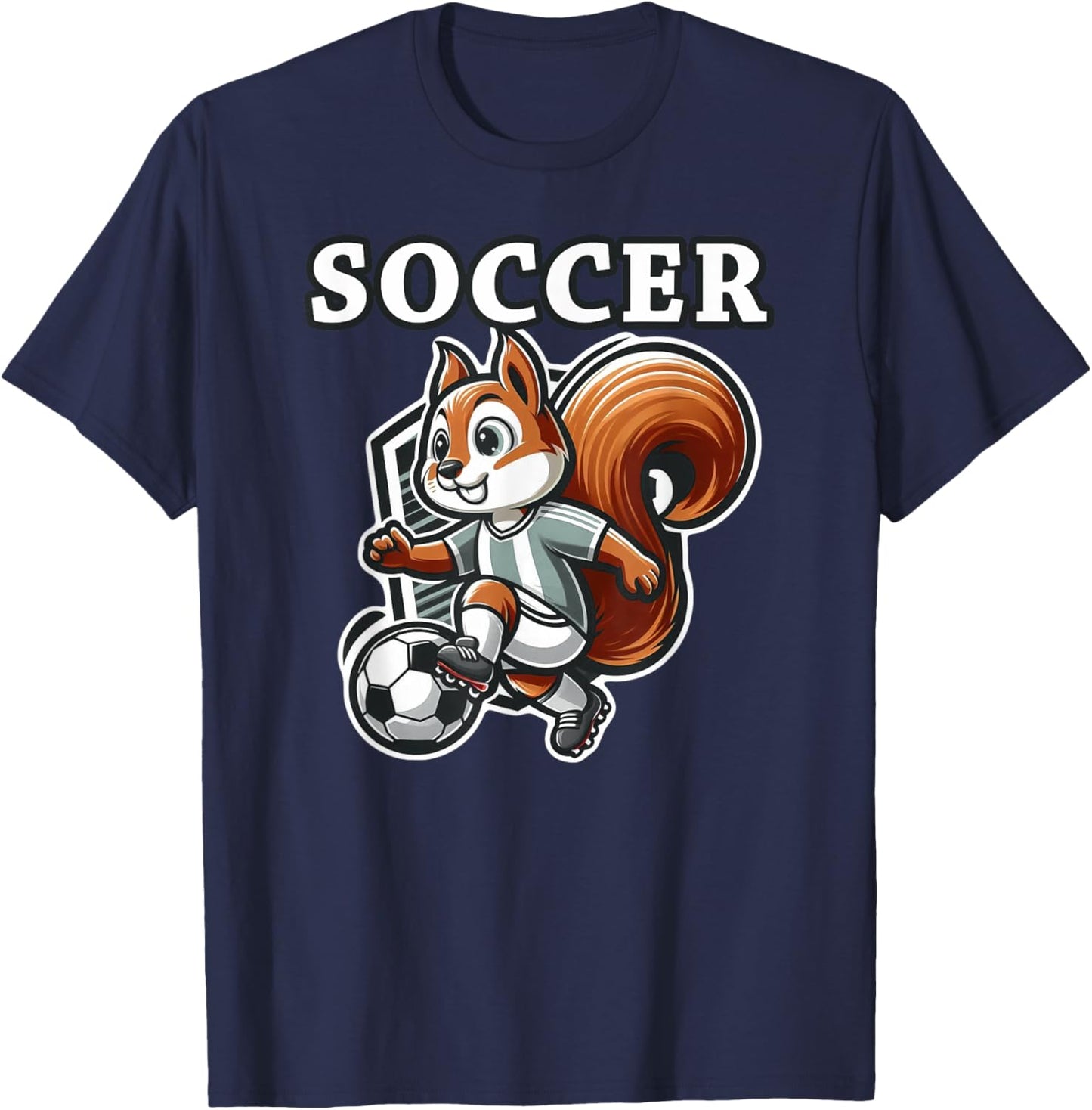 Soccer Squirrel Playing Soccer T-Shirt - T-Shirt | Navy