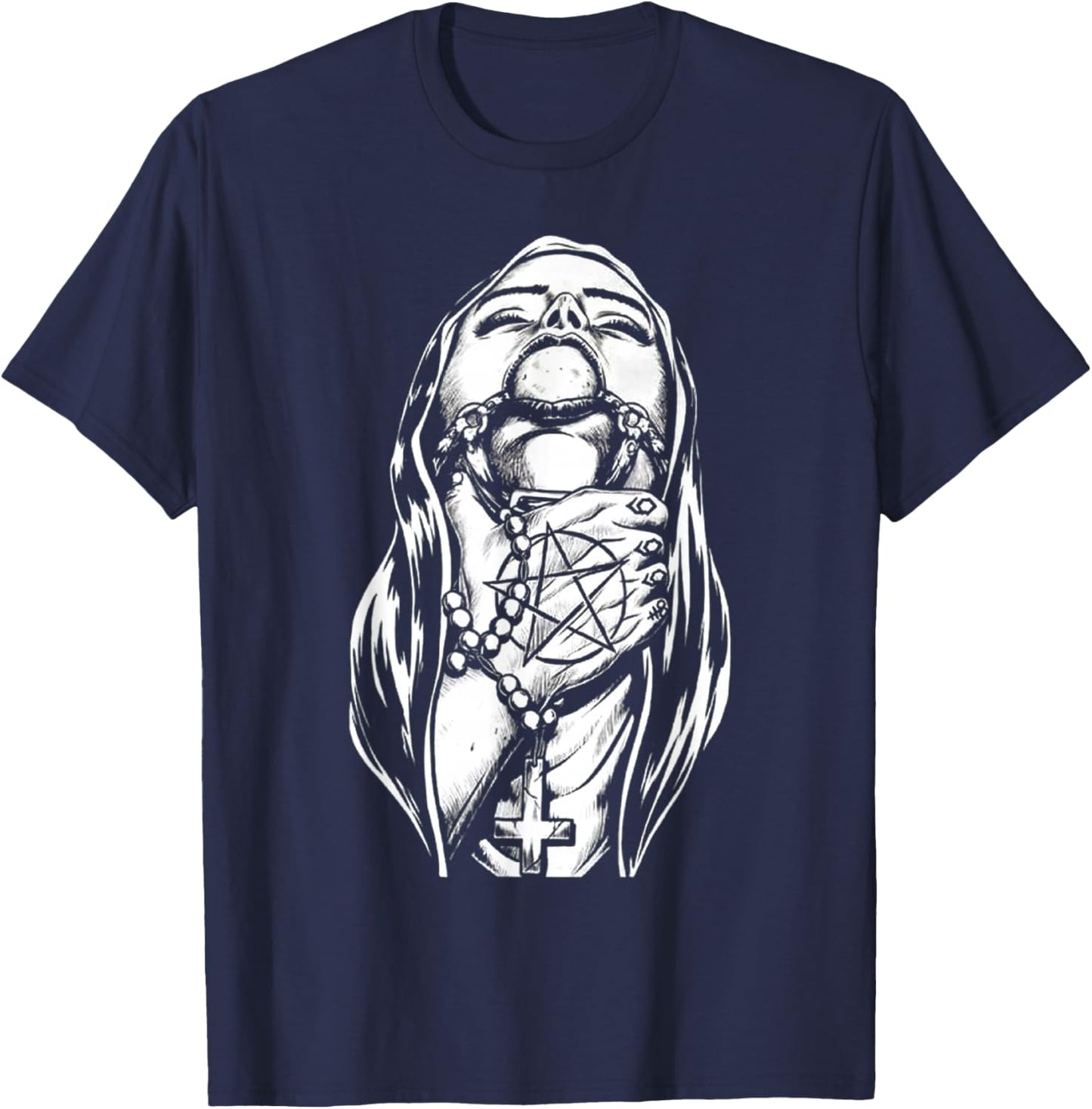 Peach-Bruh Chokehold Nun Bad Religion Dark Style Crazy Nun T-Shirt - T-Shirt | Navy