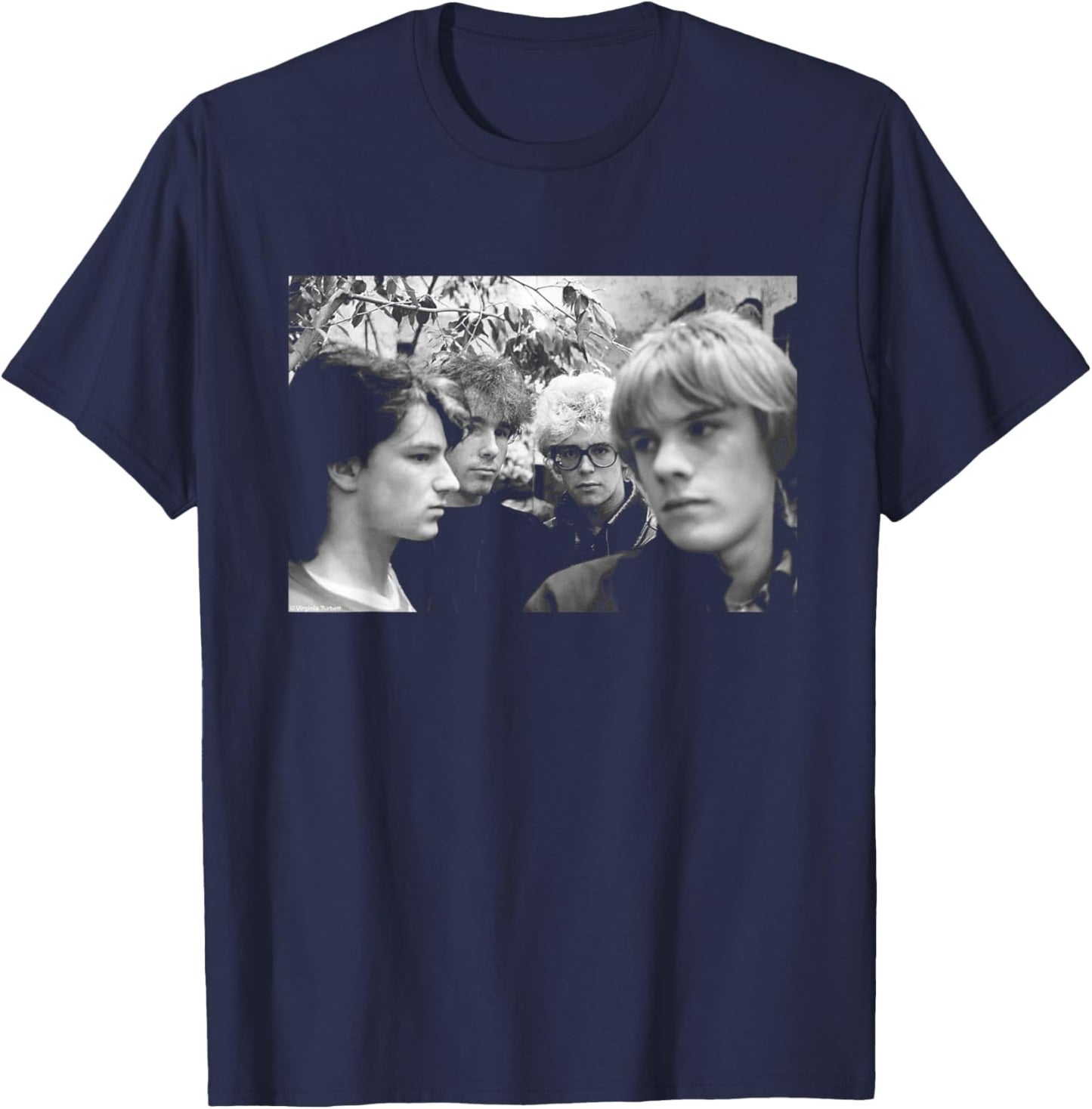U2 Band Portrait Holland Boy Tour 1980 by Virginia Turbett T-Shirt - T-Shirt | Navy