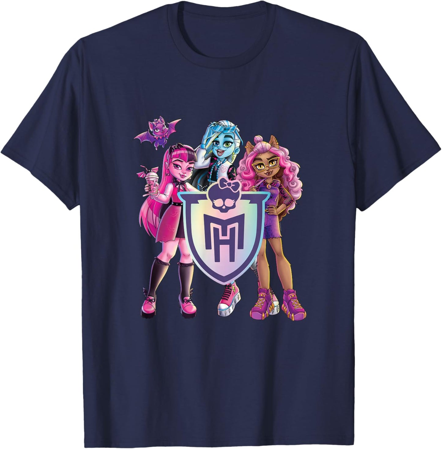 Monster High - Draculaura, Frankie, Clawdeen T-Shirt - T-Shirt | Navy