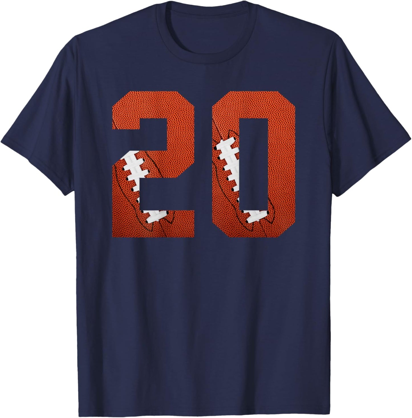 Number 20 BACKSIDE - American Football Jersey Numbered T-Shirt - T-Shirt | Navy