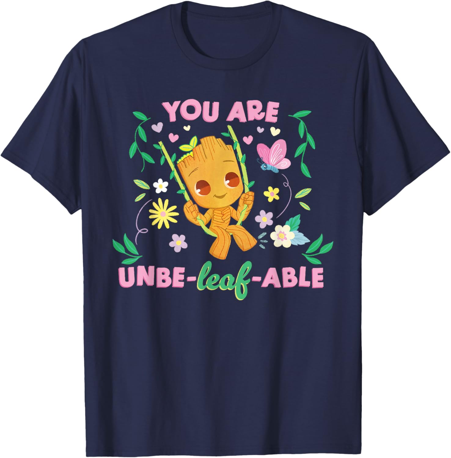 Marvel Valentine’s Day Spring Groot You are Unbe-LEAF-able T-Shirt - T-Shirt | Navy