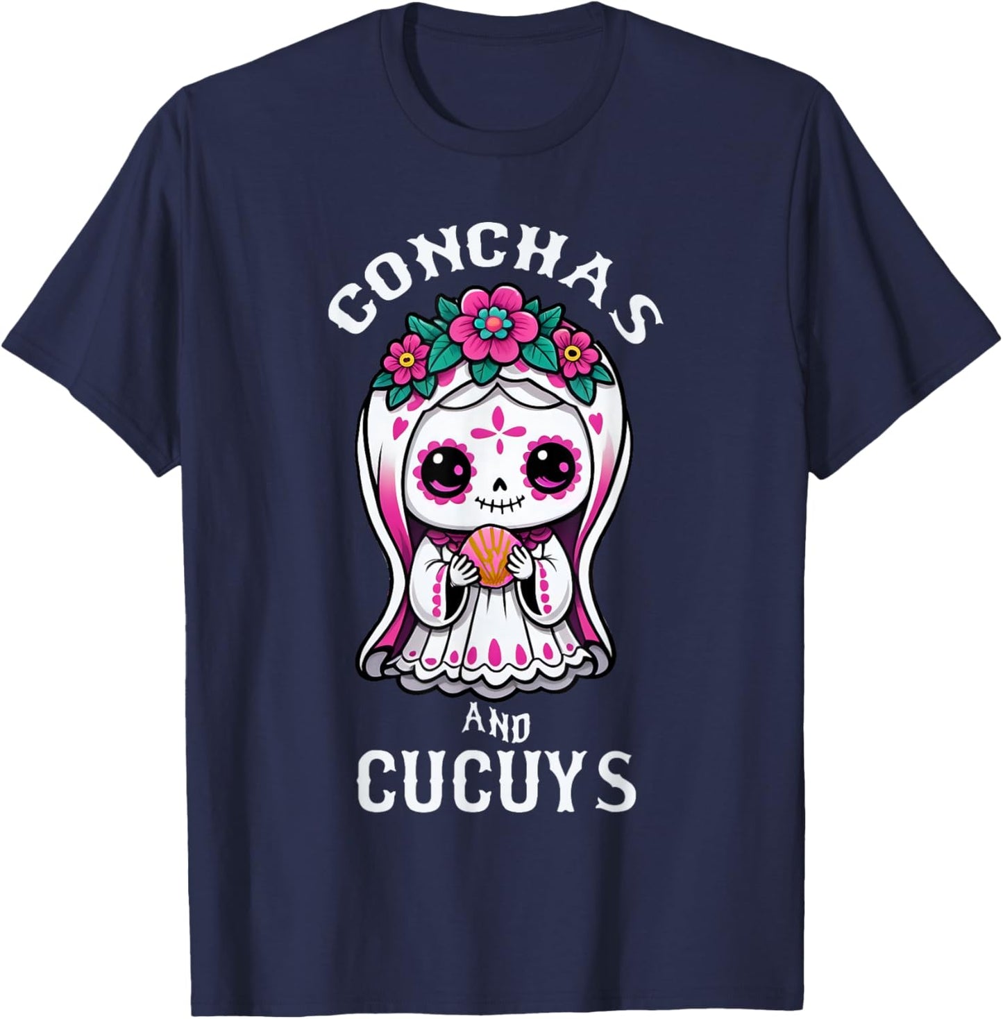 Conchas and Cucuys Mexican Halloween Ghost Concha Costume T-Shirt - T-Shirt | Navy