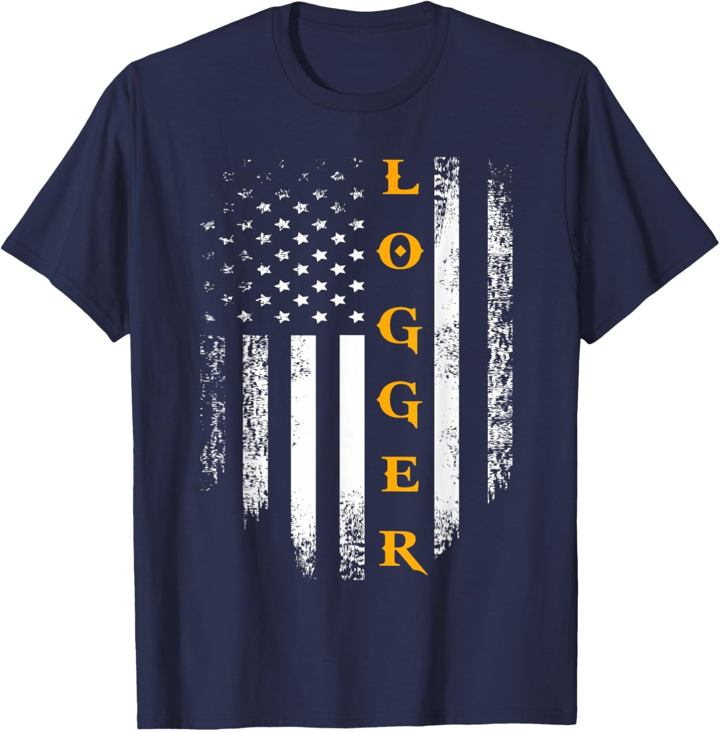 Vintage Logger With American Flag Logging/Carpenter Gift T-Shirt - T-Shirt | Navy