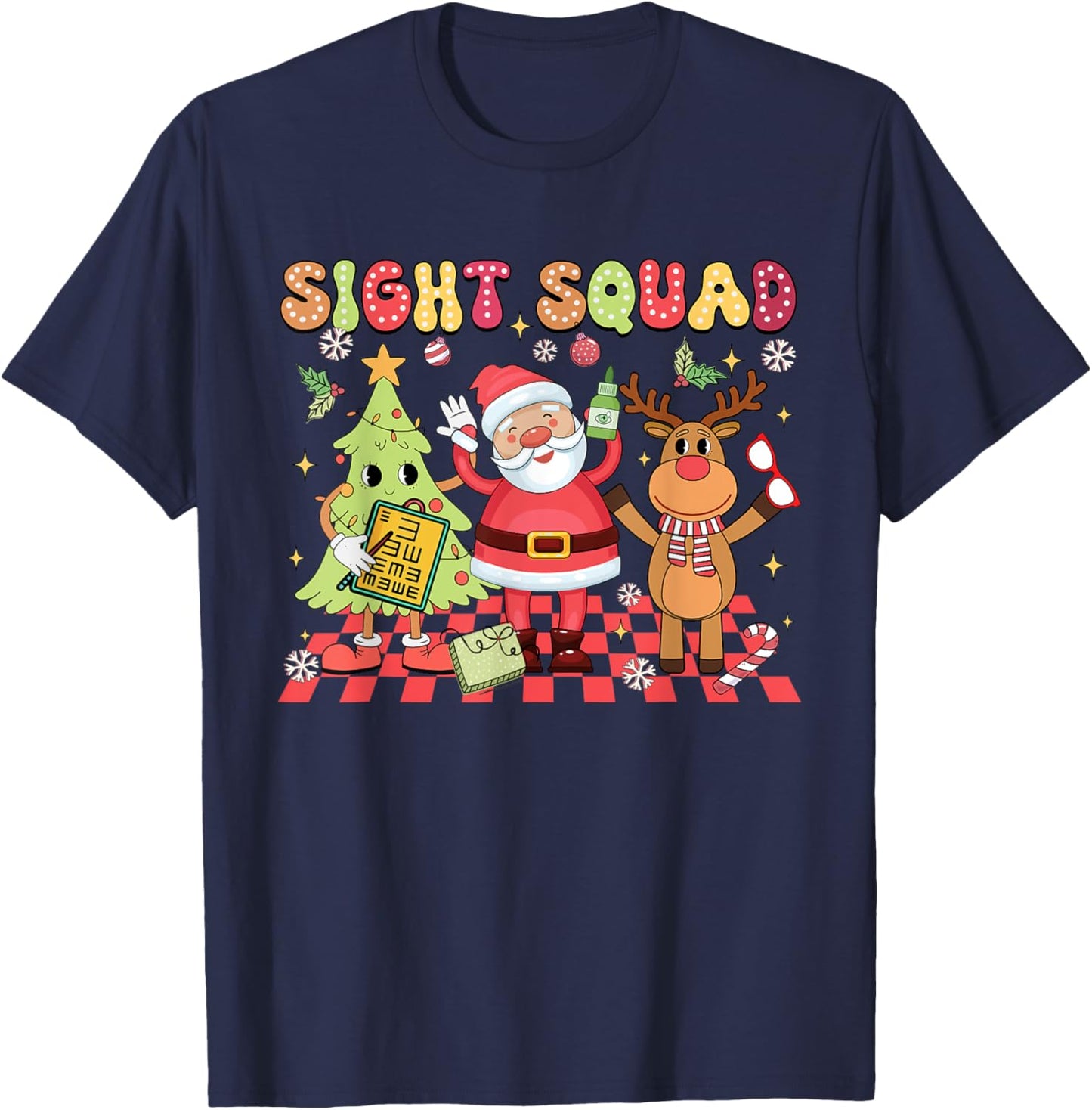 Sight Squad Christmas Optometry Ophthalmologist Crew T-Shirt - T-Shirt | Navy