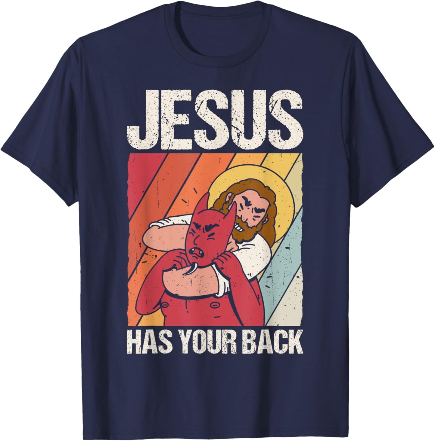 JESUS HAS YOUR BACK Christian Jiu Jitsu T-Shirt - T-Shirt | Navy