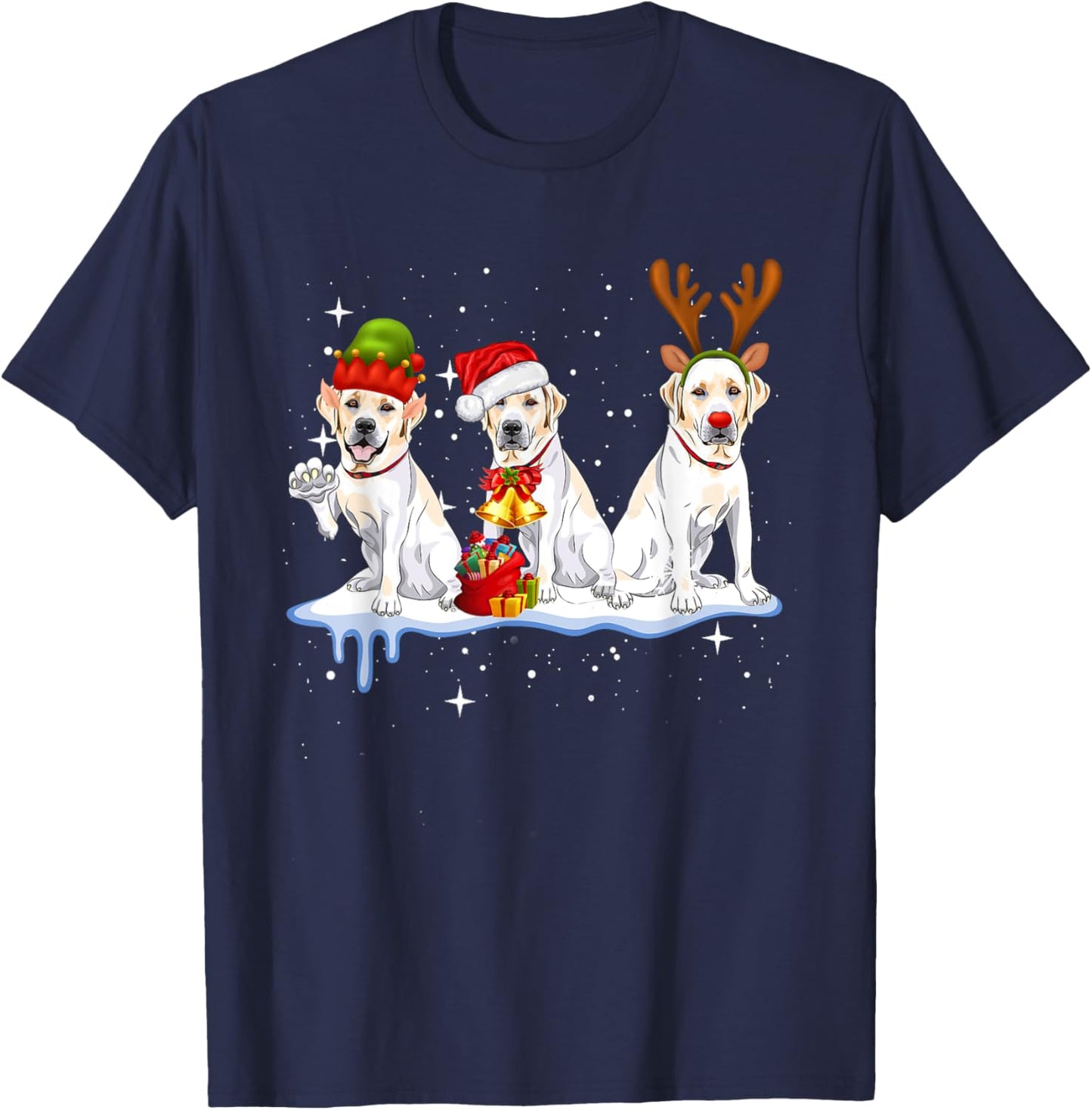 Labrador Retriever Christmas Reindeer Xmas Holiday Costume T-Shirt - T-Shirt | Navy