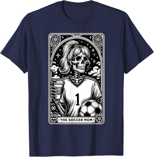 Funny Soccer Mom Skeleton Tarot Card Vintage Halloween T-Shirt - T-Shirt | Navy