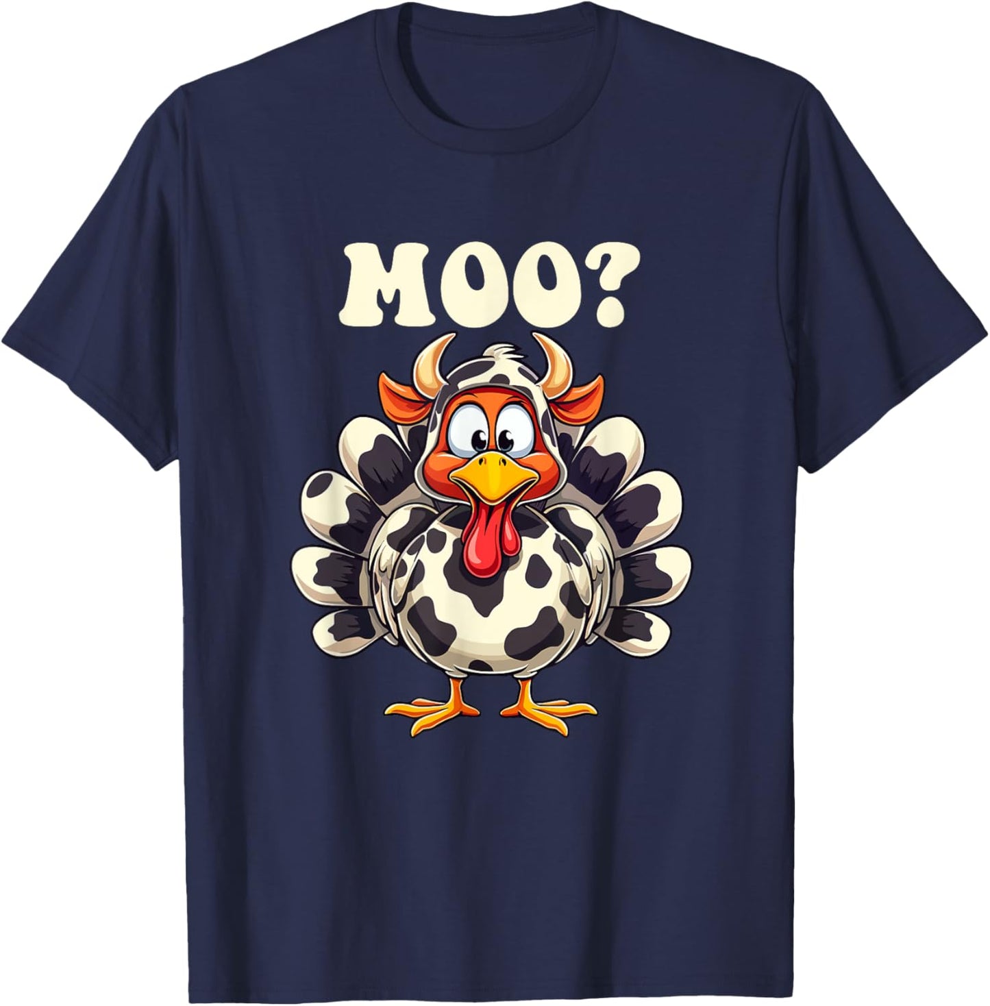 Turkey Moo Funny Thanksgiving Men Women Kids T-Shirt - T-Shirt | Navy