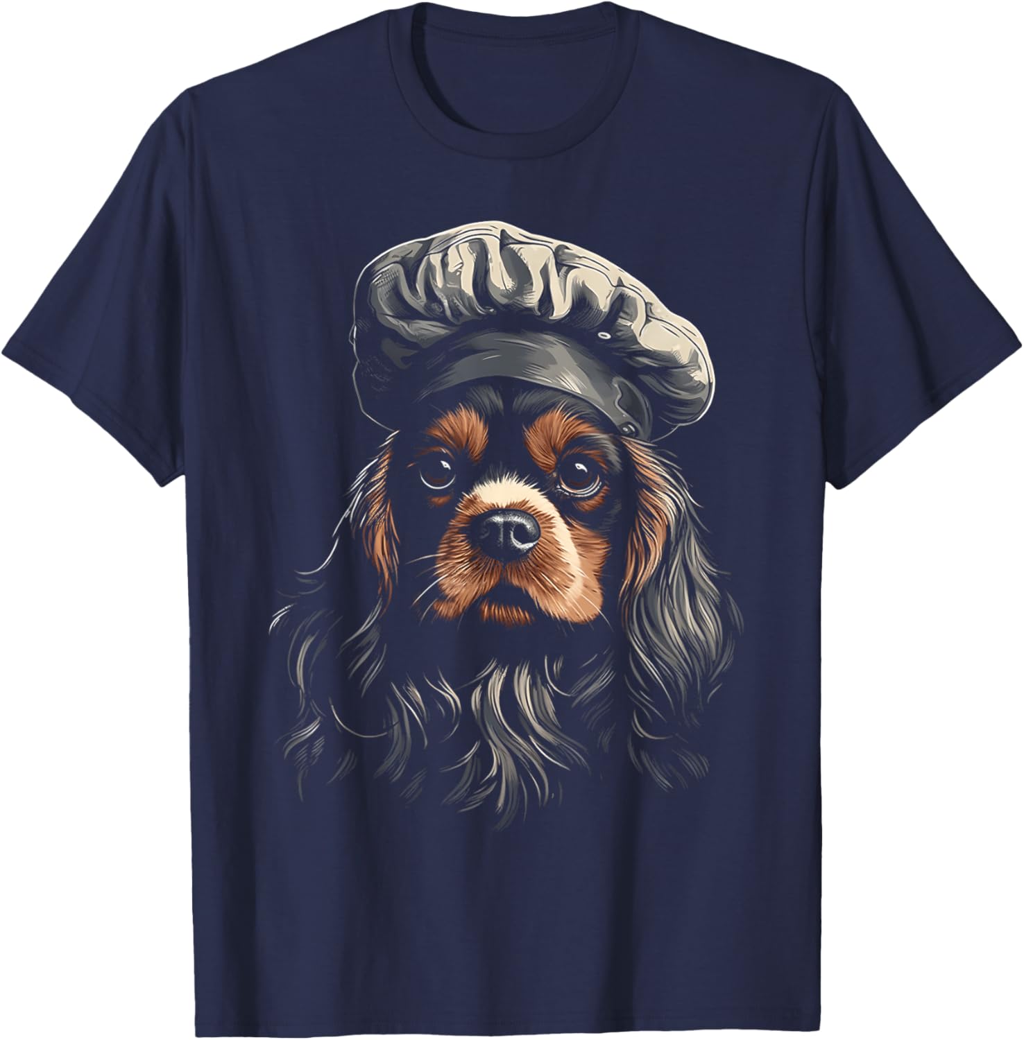 Cavalier King Charles Spaniel Chef Dog Dad Cooking For Baker Women Kids T-Shirt - T-Shirt | Navy