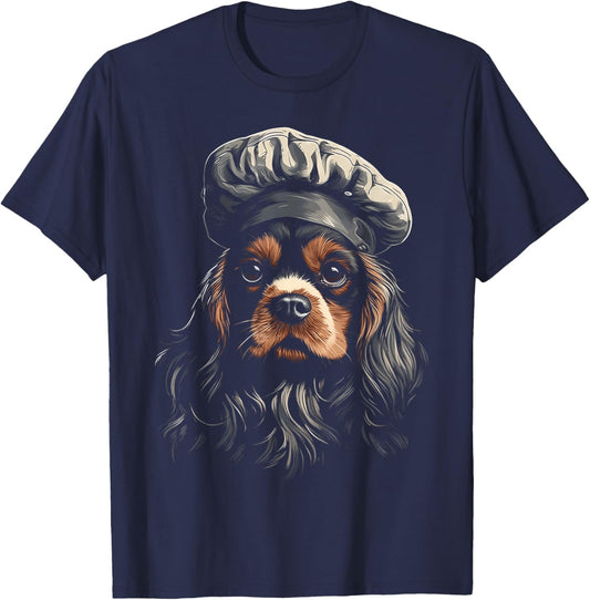 Cavalier King Charles Spaniel Chef Dog Dad Cooking For Baker Women Kids T-Shirt - T-Shirt | Navy