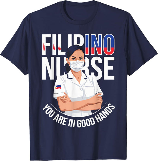Proud Filipino Nurse Pinoy Heritage Pilipinas Philippines US T-Shirt - T-Shirt | Navy