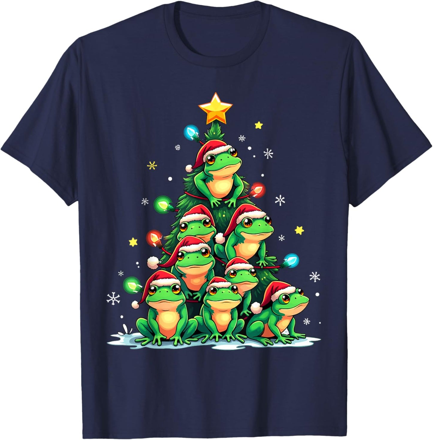 Frog Christmas Tree Funny Hopper Holiday Cute Frog T-Shirt - T-Shirt | Navy