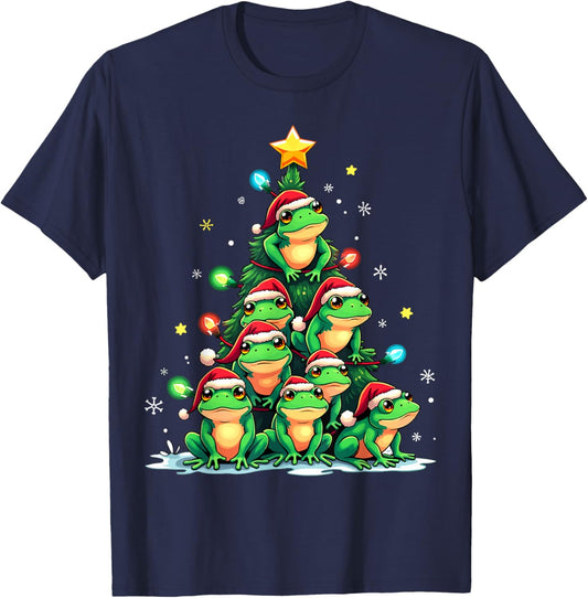 Frog Christmas Tree Funny Hopper Holiday Cute Frog T-Shirt - T-Shirt | Navy