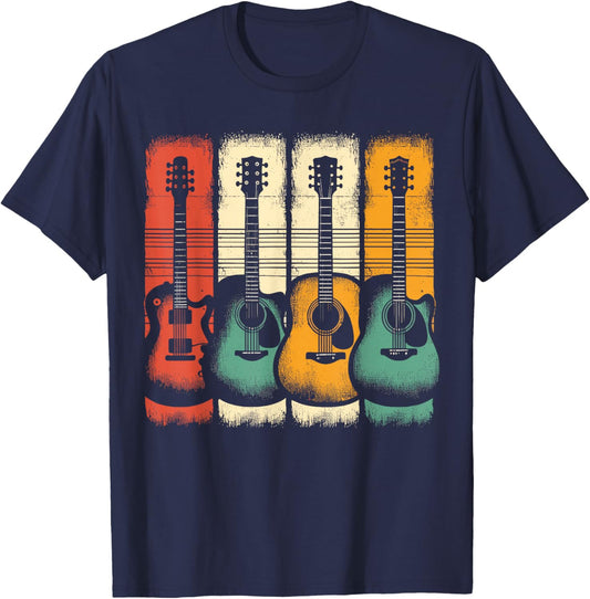 Guitars Music Vintage Guitar T-Shirt - T-Shirt | Navy