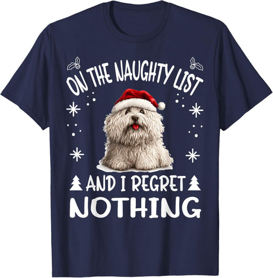 Cute Puli dog Dog Christmas On The Naughty List and I regret T-Shirt - T-Shirt | Navy