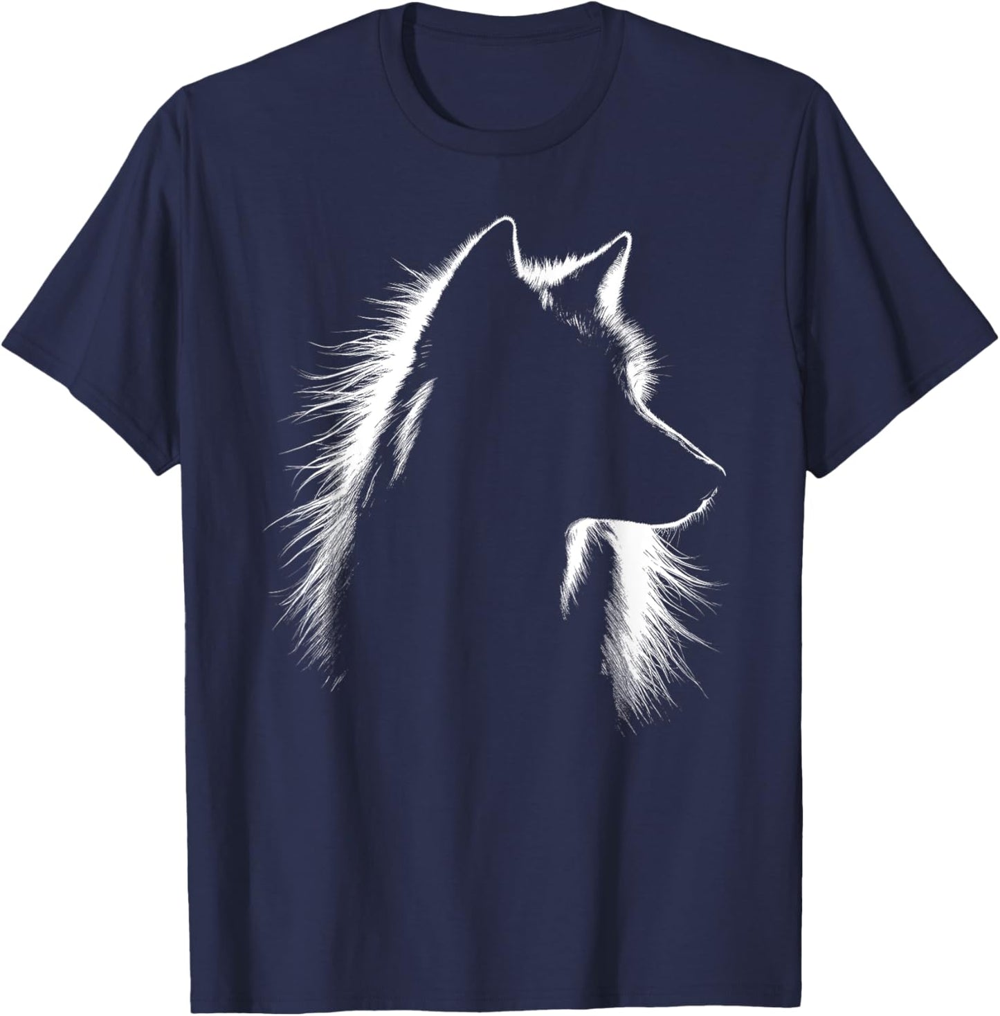 Wolf Face Lover Art Design T-Shirt - T-Shirt | Navy