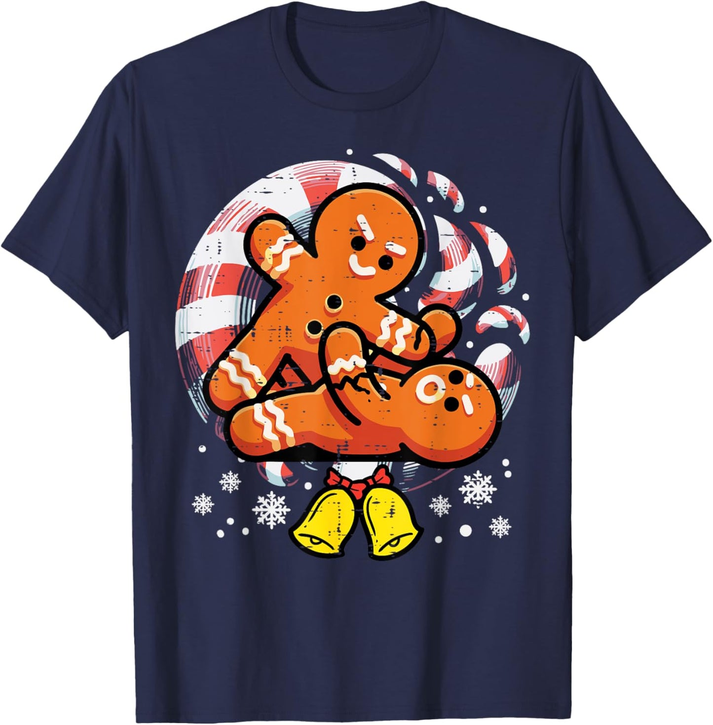Christmas Jiu Jitsu Gingerbread Xmas Bjj Wrestling Men Kids T-Shirt - T-Shirt | Navy