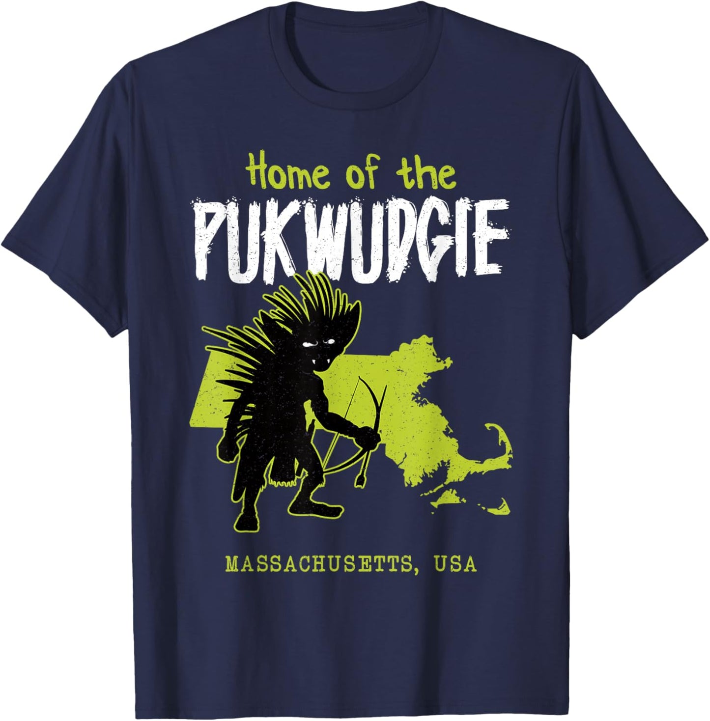 Home Of The Pukwudgie Massachusetts State American Cryptid T-Shirt - T-Shirt | Navy