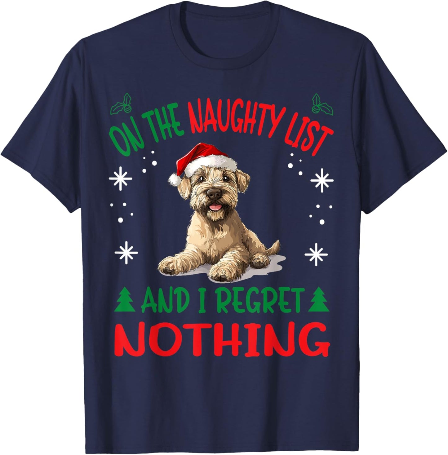 Cute Soft Coated Wheaten Terrier Dog Christmas On The T-Shirt - T-Shirt | Navy
