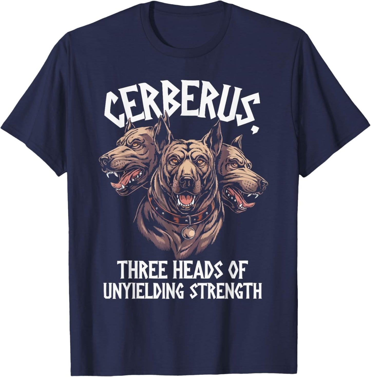 Cerberus Three Headed Dog Mythical Creature Greek Mythology T-Shirt - T-Shirt | Navy
