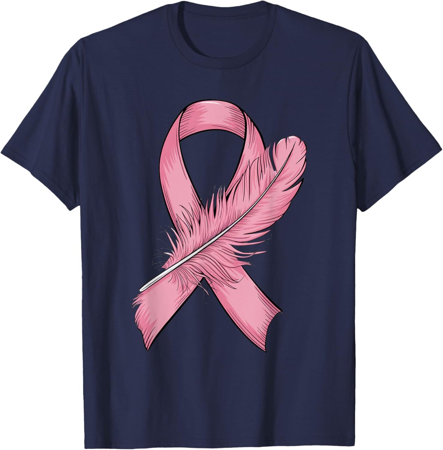 Pink Ribbon Breast Cancer Awareness T-Shirt - T-Shirt | Navy