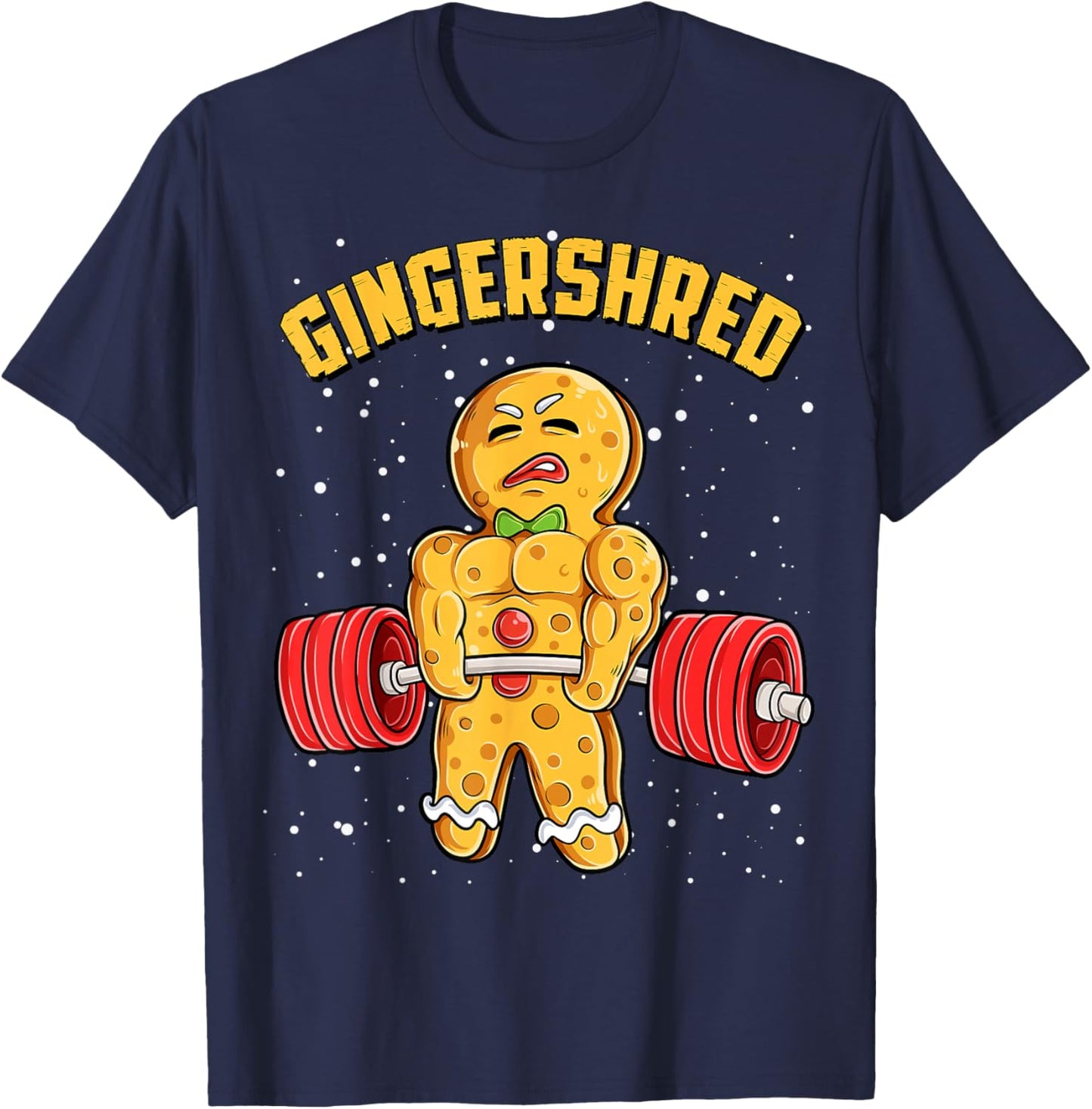 Gingershred Funny Gingerbread Man Gym Bodybuilding Christmas T-Shirt - T-Shirt | Navy