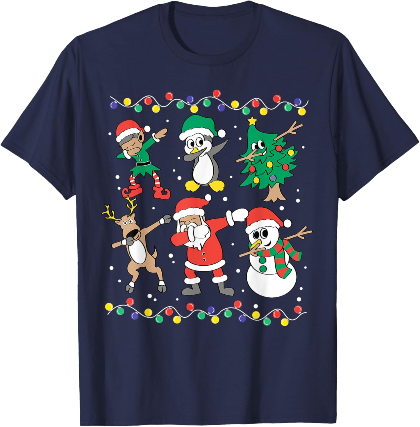 Dabbing Santa Elf Friends Funny Christmas Boy Girl Men Xmas T-Shirt - T-Shirt | Navy