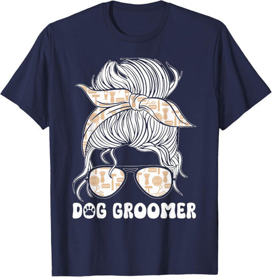 Funny Dog Groomer Puppies Pet Grooming Job Salon T-Shirt - T-Shirt | Navy