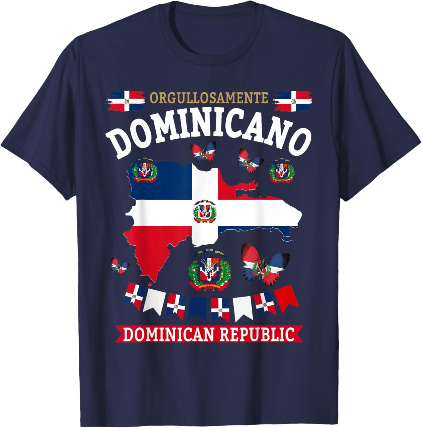Republica Dominicana & Hispanic Dominicano Flag T-Shirt - T-Shirt | Navy