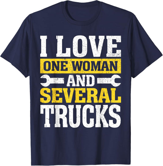 I Love One Woman And Several Trucks Mechanical Engineer T-Shirt - T-Shirt | Navy