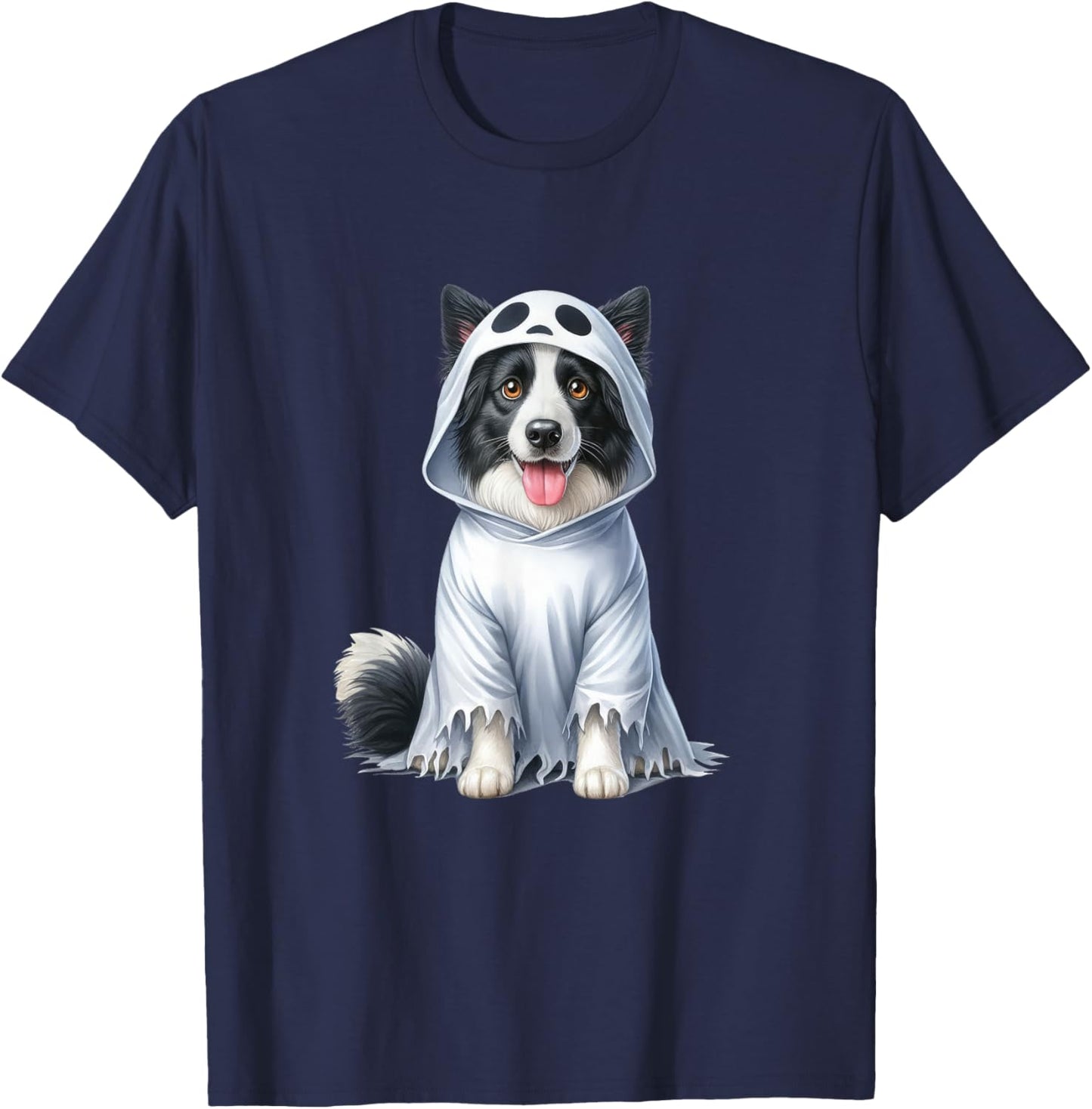 Halloween costume funny ghost dog border collie T-Shirt - T-Shirt | Navy