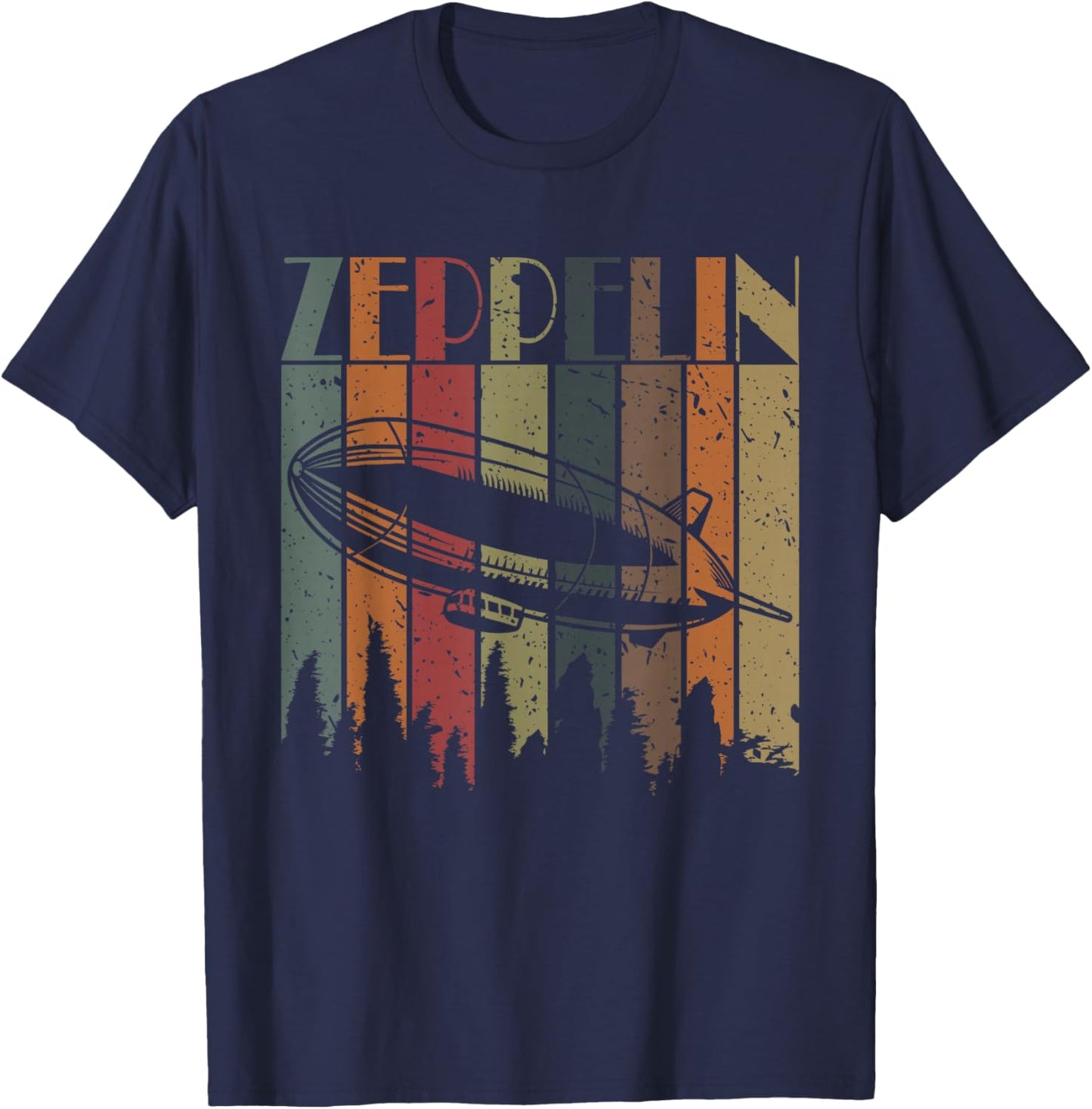 Vintage Zeppelin Funny Sunset Airship Pilot Dirigible Lovers T-Shirt - T-Shirt | Navy
