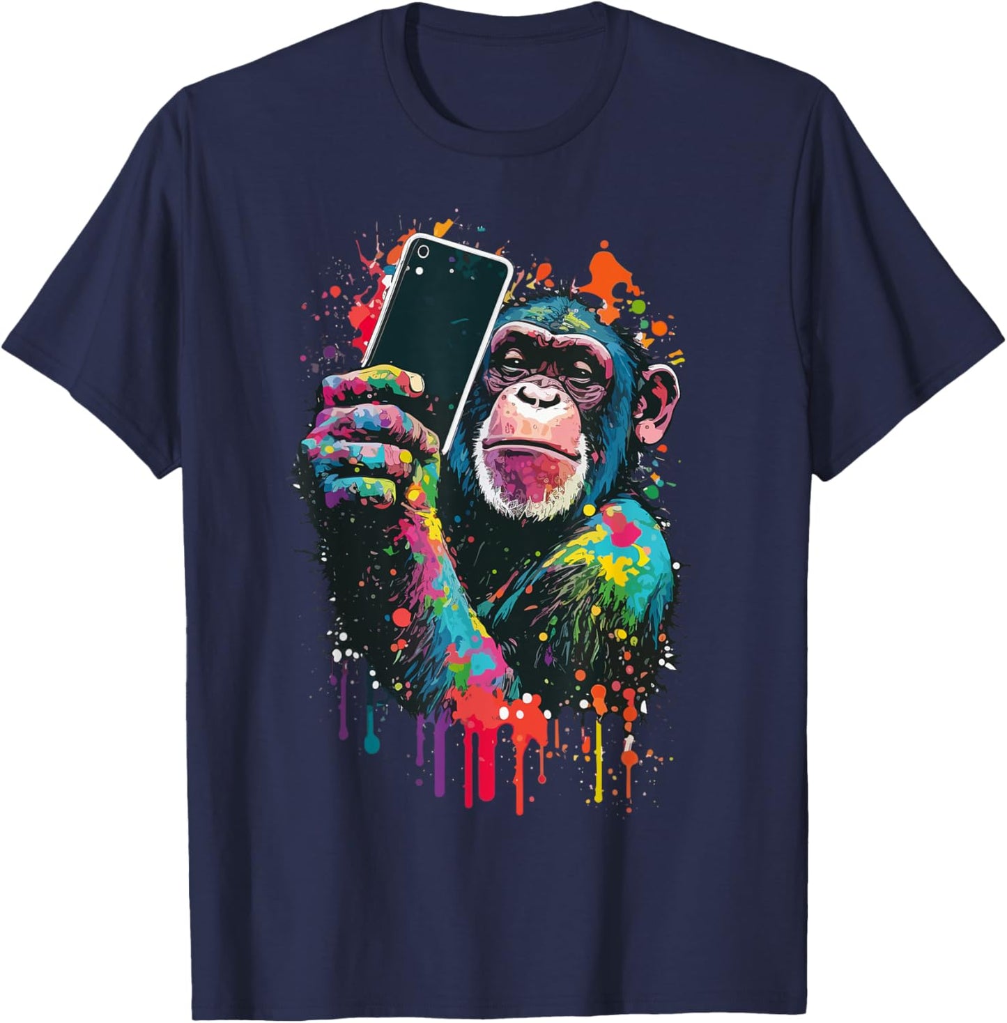 Cool City Monkey Taking a Selfie - Pop Art Style T-Shirt - T-Shirt | Navy