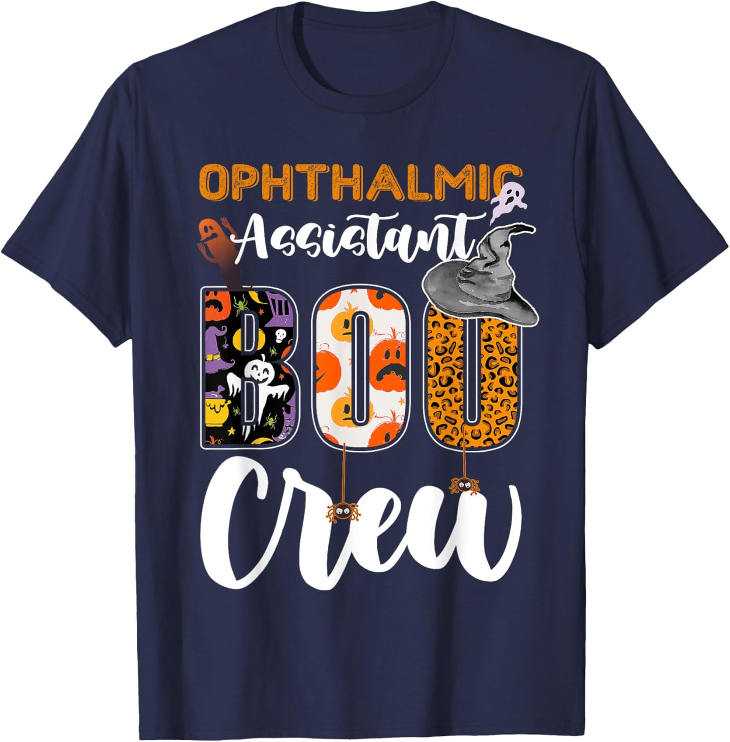 Ophthalmic Assistant Boo Crew Halloween Matching Ophthalmic T-Shirt - T-Shirt | Navy