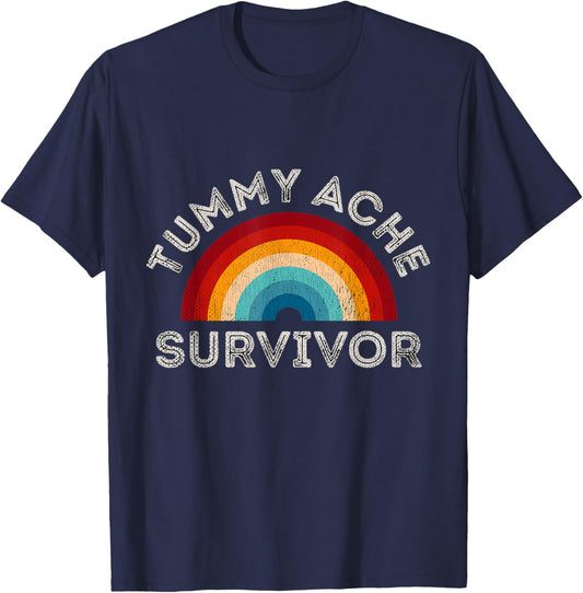 Sarcastic Pun IBS Grunge Tummy Ache Survivor Rainbow T-Shirt - T-Shirt | Navy