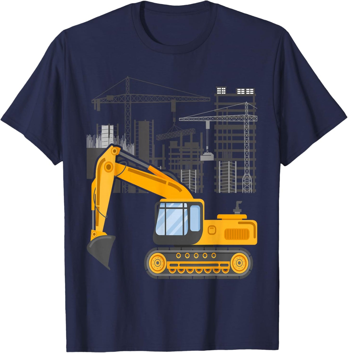 Construction Site Truck Driving Men Boys Excavator T-Shirt - T-Shirt | Navy