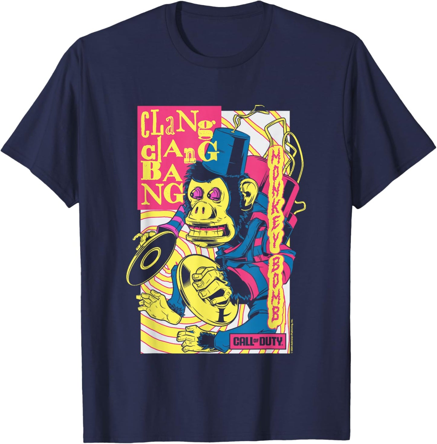 Call Of Duty Monkey Bomb Clang Clang Bang Vintage T-Shirt - T-Shirt | Navy