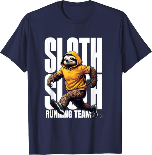 Funny Running Sloth - Sloth Running Team Men Women Kids Gift T-Shirt - T-Shirt | Navy