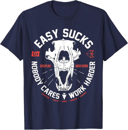 Easy Sucks Bear Skull T-Shirt - T-Shirt | Navy