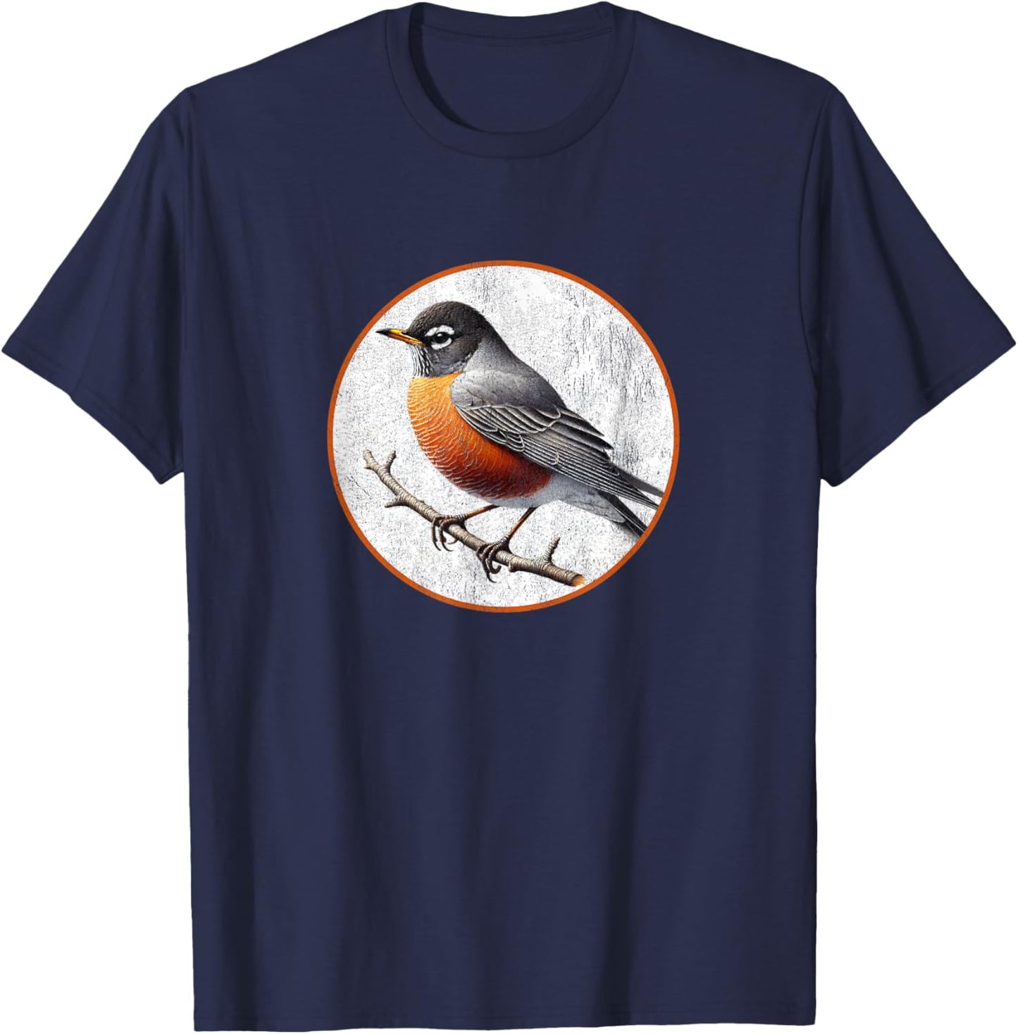 Colorful Retro American Robin Bird Design T-Shirt - T-Shirt | Navy