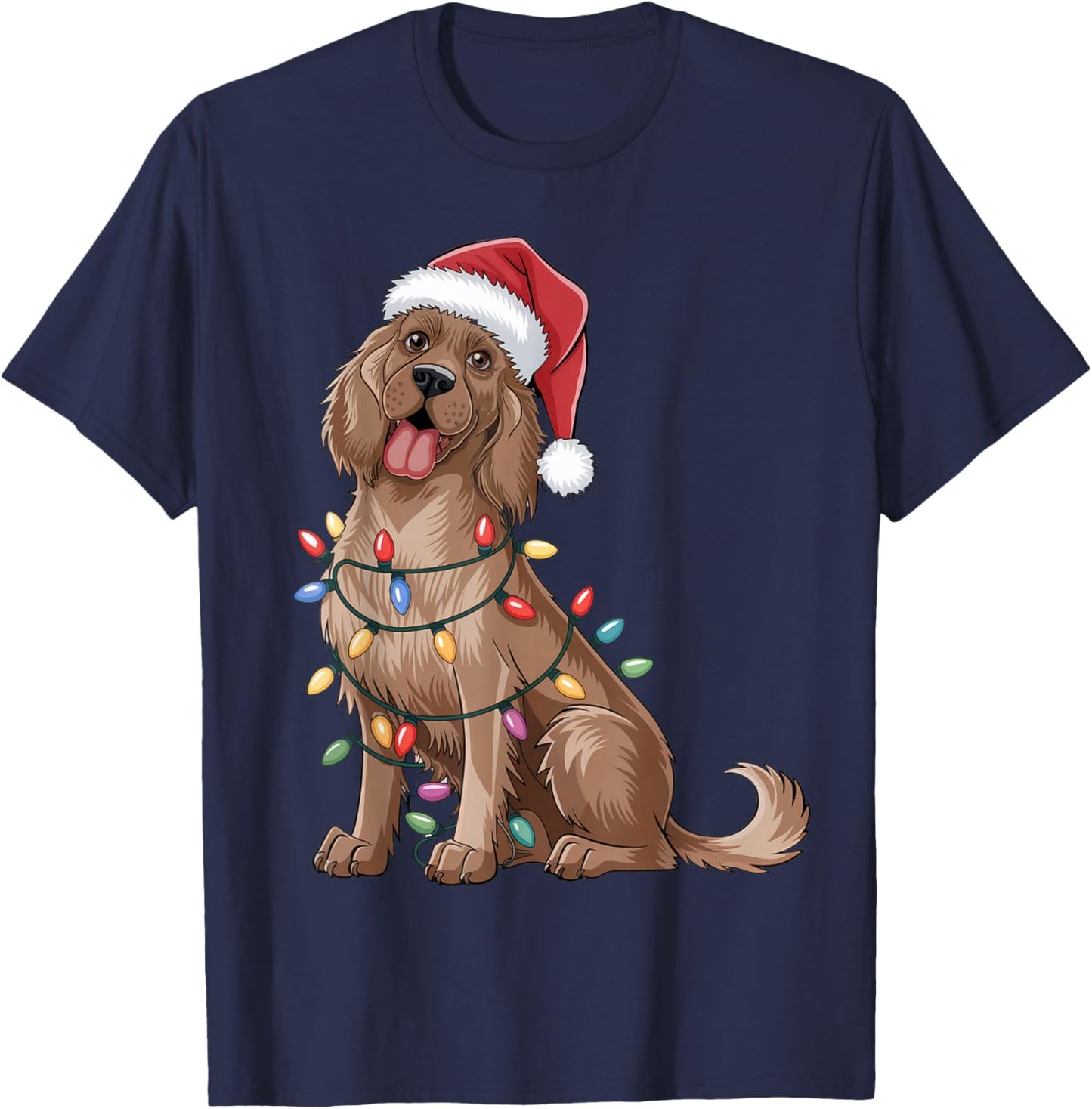 English Setter Christmas Lights Xmas Dogs Gifts Men Women T-Shirt - T-Shirt | Navy