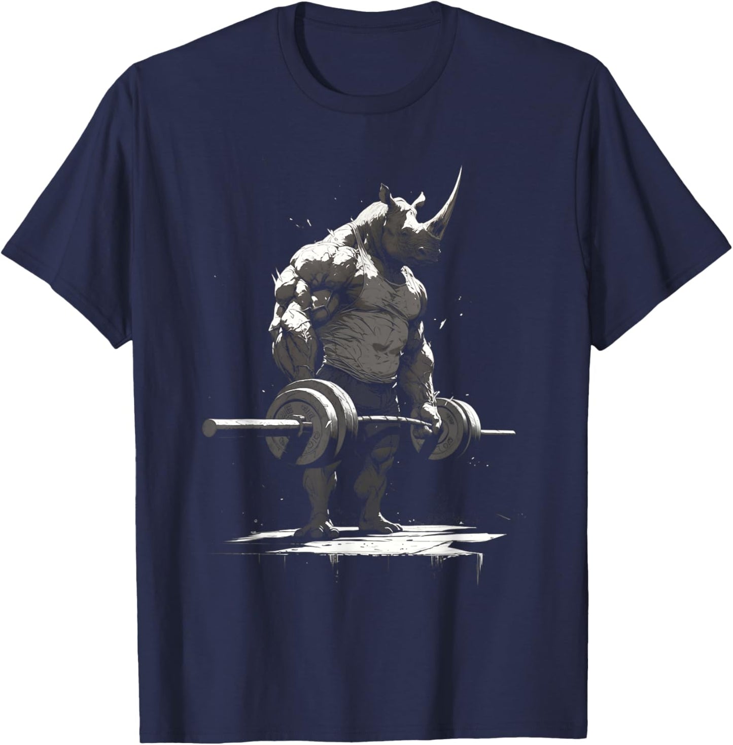 Rhino Weightlifting Powerlifting Beast Gym Gear Workout T-Shirt - T-Shirt | Navy