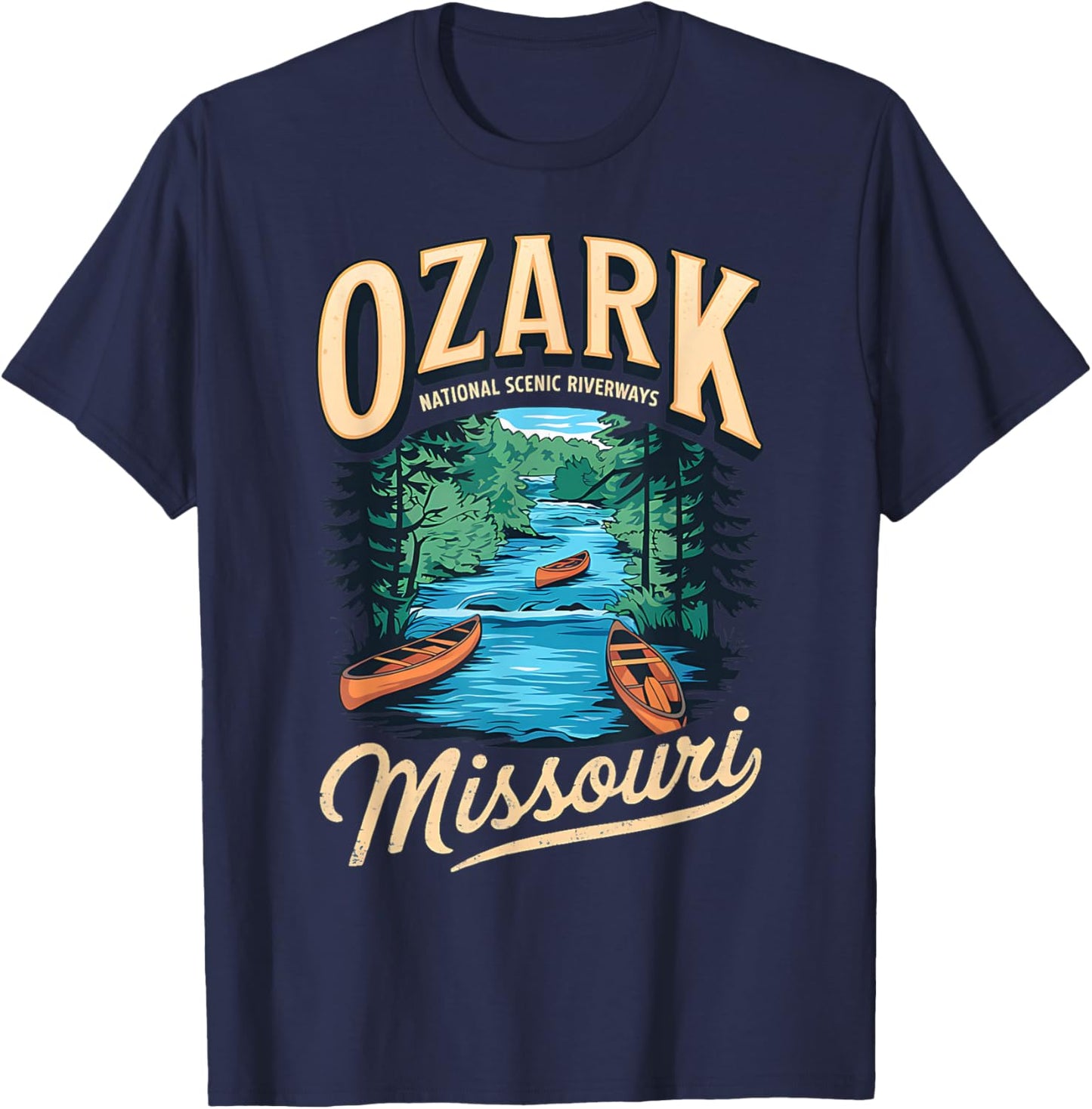 Ozark National Scenic Riverways Canoe Adventure T-Shirt - T-Shirt | Navy