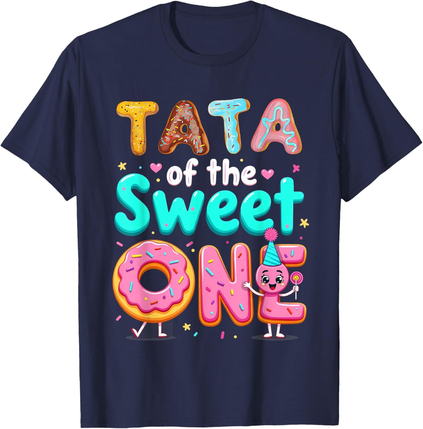 1st Birthday Donut Grandpa Tata Of The Sweet One T-Shirt - T-Shirt | Navy