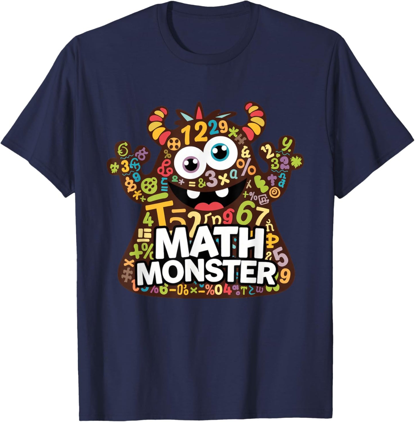 Cool Math Monster Funny Design for Students and Teachers T-Shirt - T-Shirt | Navy