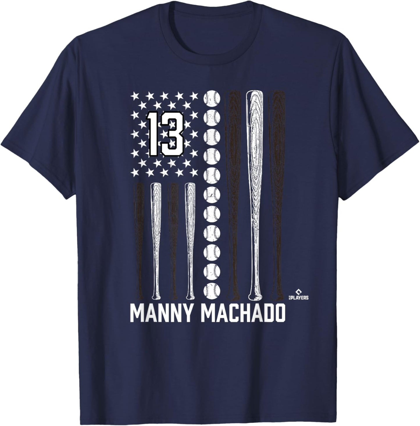 Baseball American Flag Manny Machado San Diego Baseball T-Shirt - T-Shirt | Navy